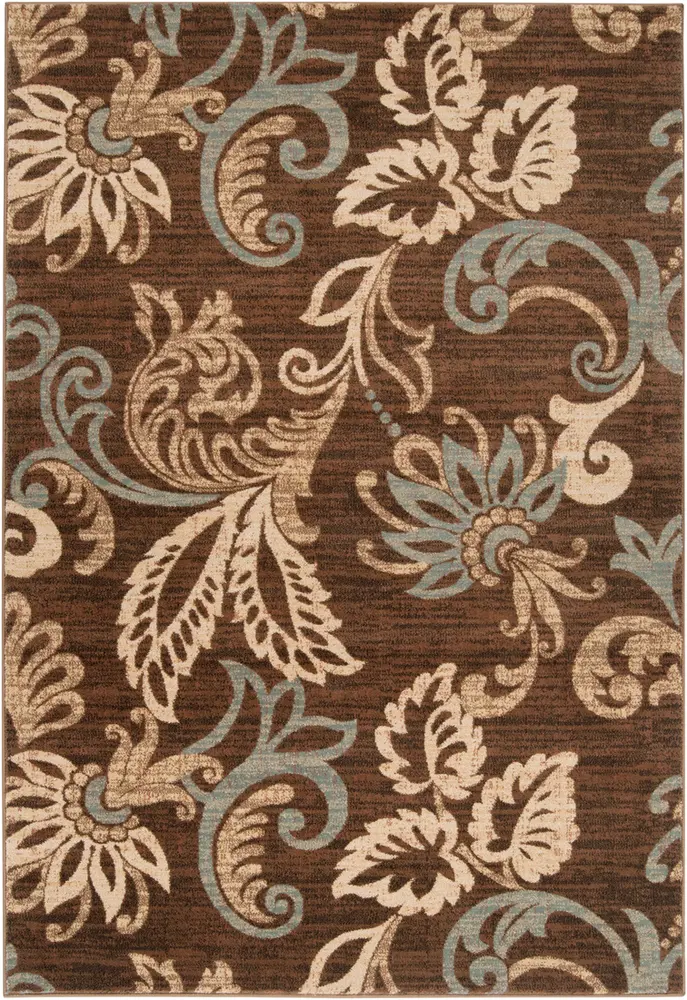 Riley RLY-5022 Dark Brown Floral Synthetic Rug
