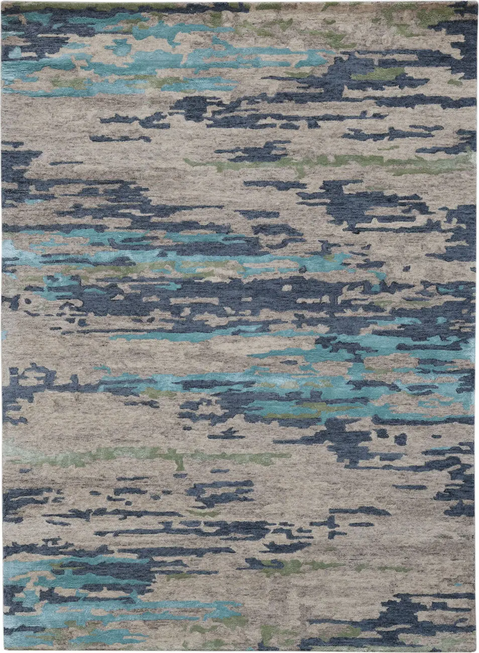 Modern Loom Abstract Multi-Colored Hand Tufted Silk Rug