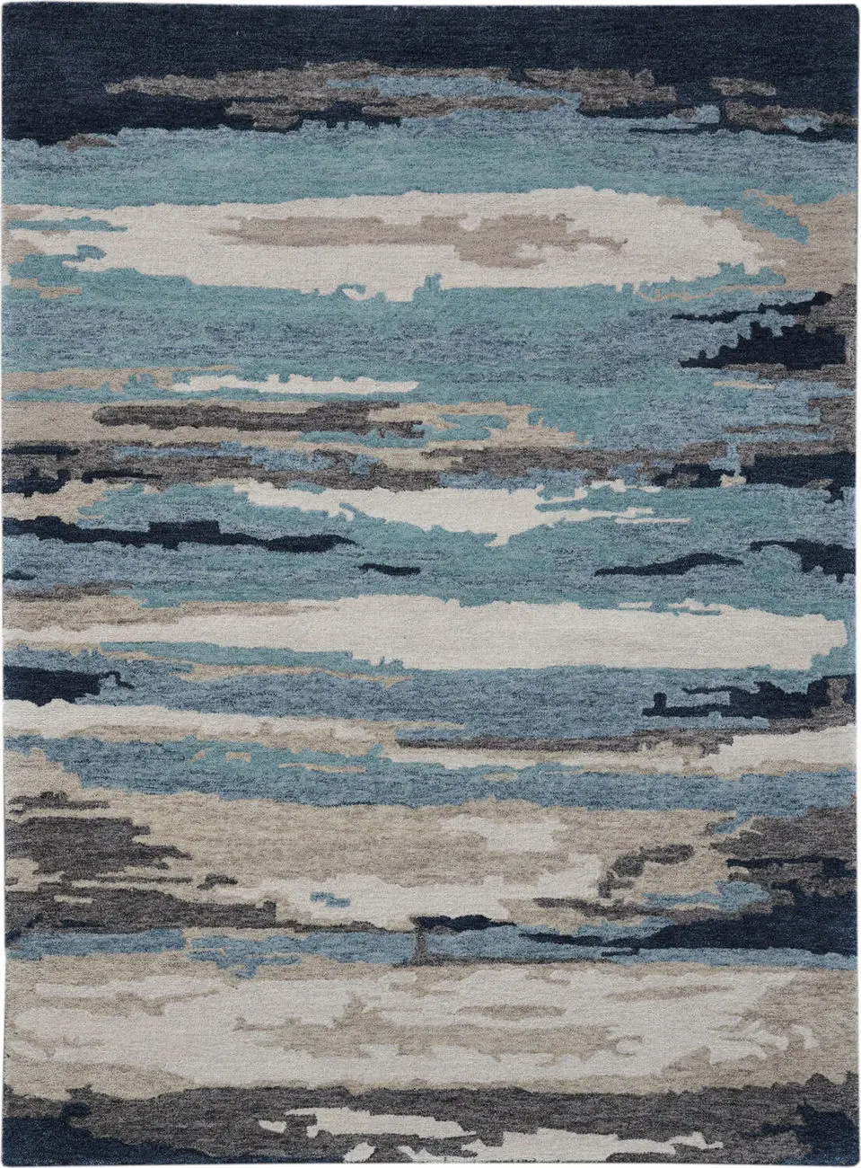 Modern Loom Abstract Multi-Colored Hand Tufted Silk Rug