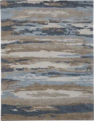 Modern Loom Abstract Multi-Colored Hand Tufted Silk Rug