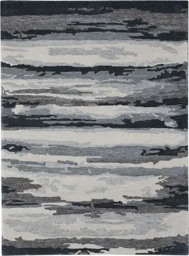 Modern Loom Abstract Gray Hand Tufted Silk Rug