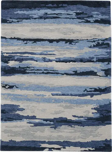 Modern Loom Abstract Multi-Colored Hand Tufted Silk Rug