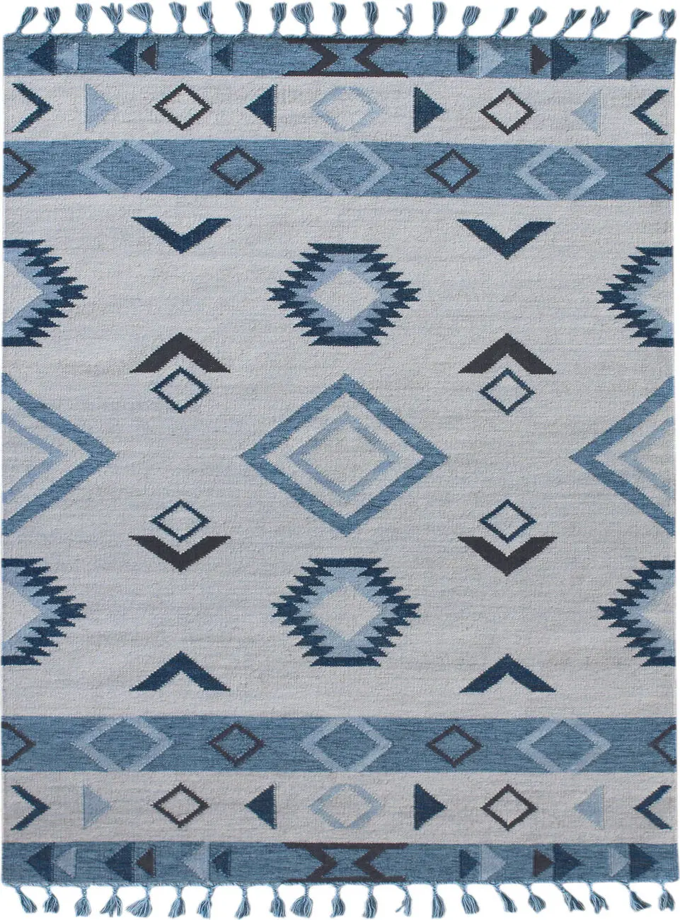 Modern Loom Artifacts Blue Flatweave Wool Rug