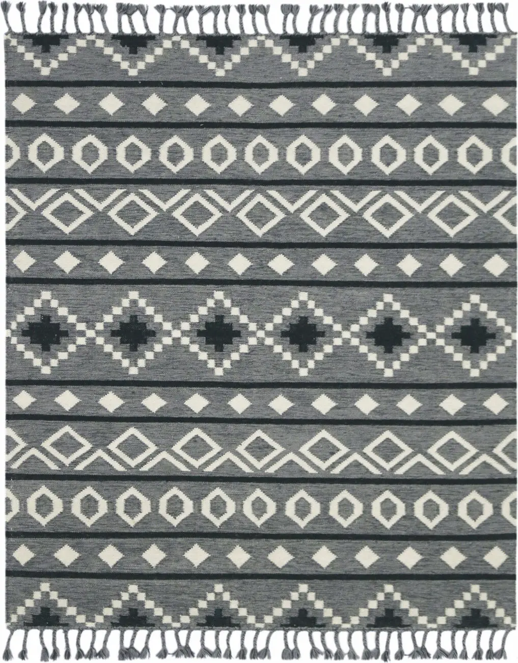 Modern Loom Artifacts Gray Flatweave Wool Rug