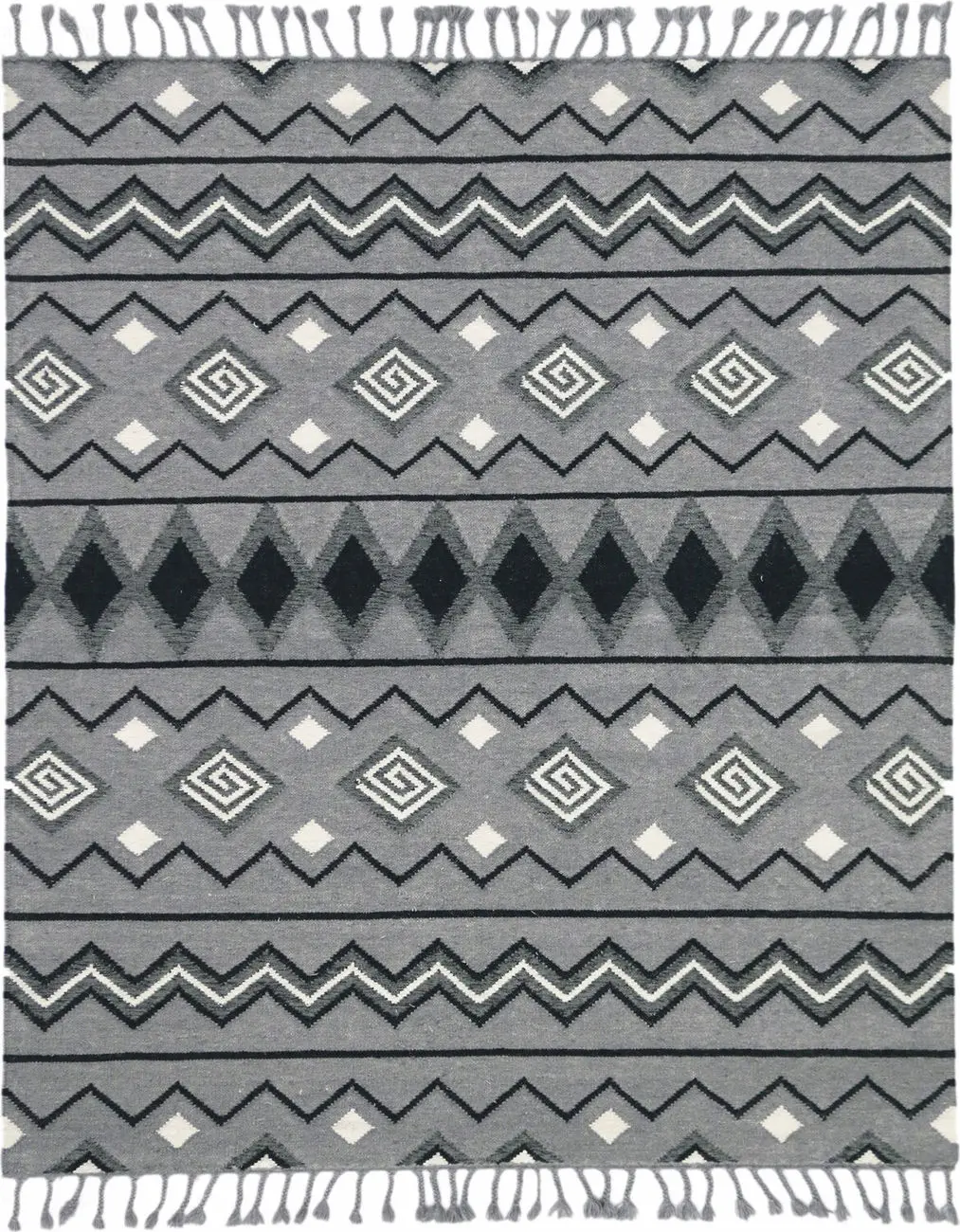 Modern Loom Artifacts Gray Flatweave Wool Rug