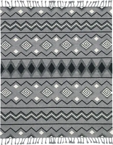 Modern Loom Artifacts Gray Flatweave Wool Rug