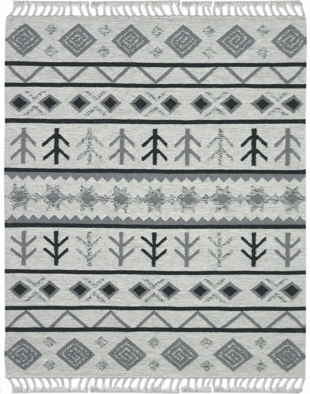 Modern Loom Artifacts Gray Flatweave Wool Rug