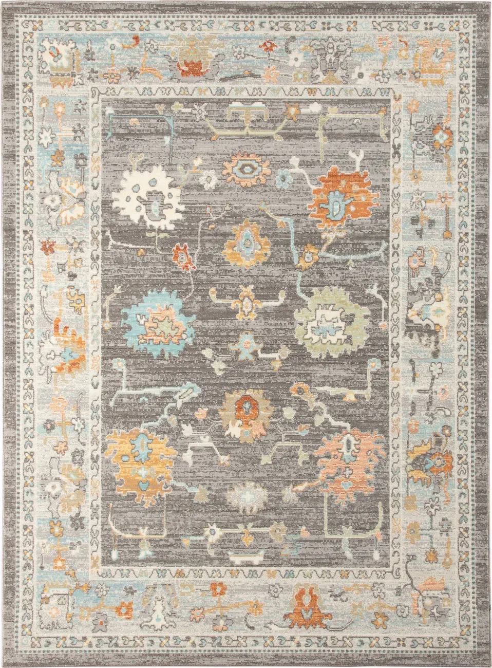 Modern Loom Bohemian Multi-Colored Power Loomed Synthetic Rug
