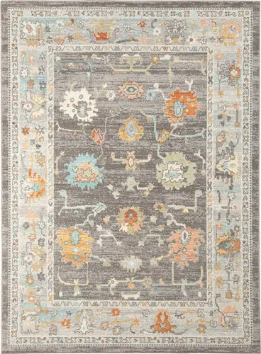 Modern Loom Bohemian Multi-Colored Power Loomed Synthetic Rug