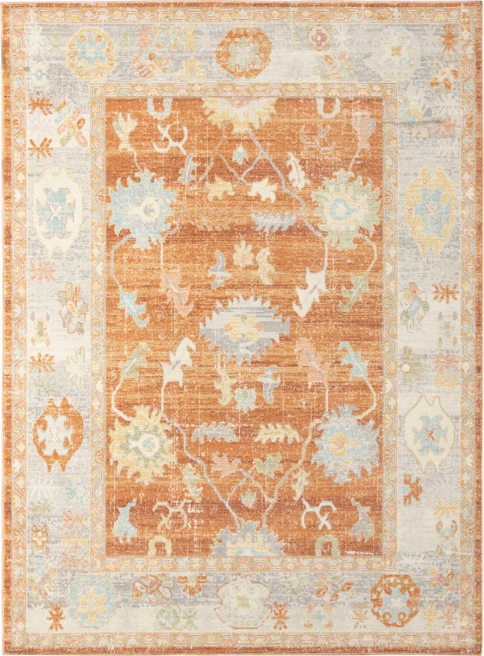 Modern Loom Bohemian Orange Power Loomed Synthetic Rug
