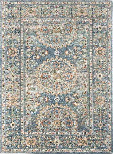 Modern Loom Bohemian Multi-Colored Power Loomed Synthetic Rug