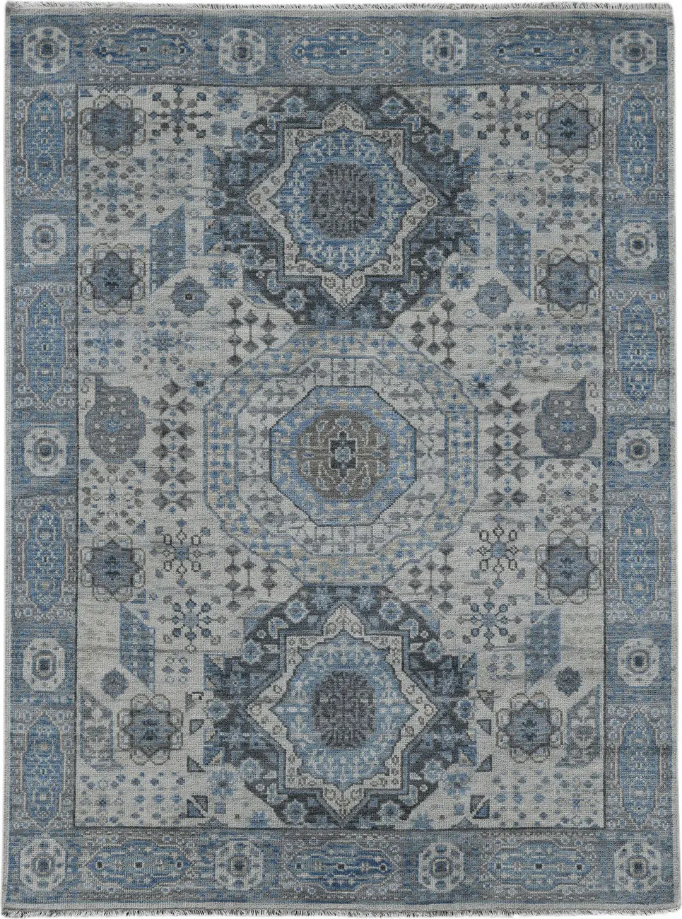 Modern Loom Divine Blue Hand Knotted Wool Rug
