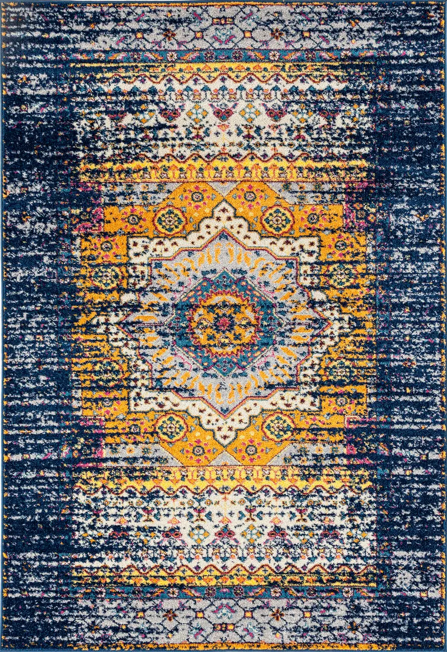 Modern Loom Manhattan Multi-Colored Power Loomed Synthetic Rug