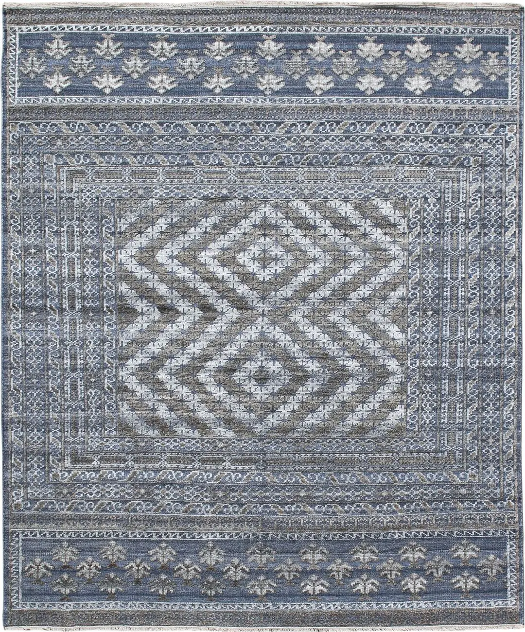 Modern Loom Winslow Blue Hand Knotted Silk Rug