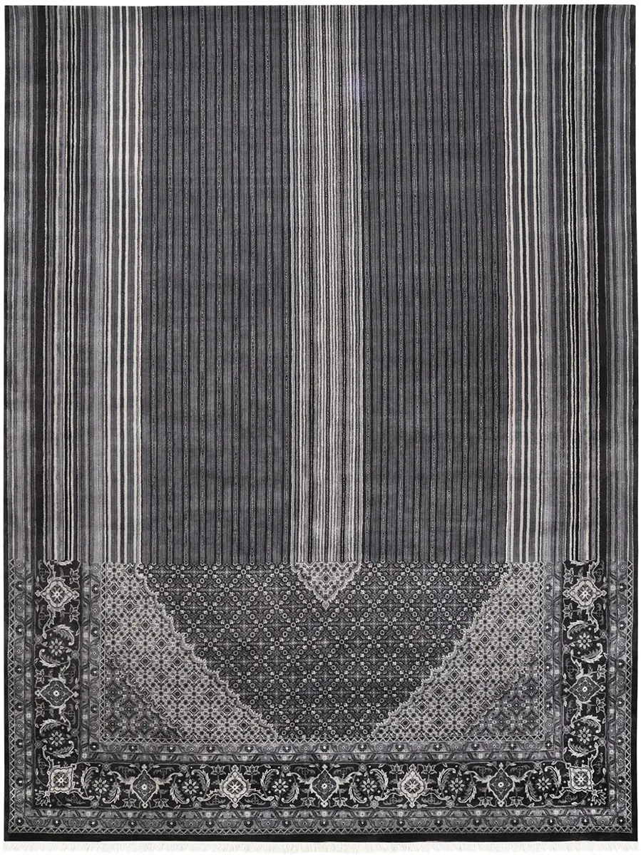 I and I Gray Abstract Cotton Rug