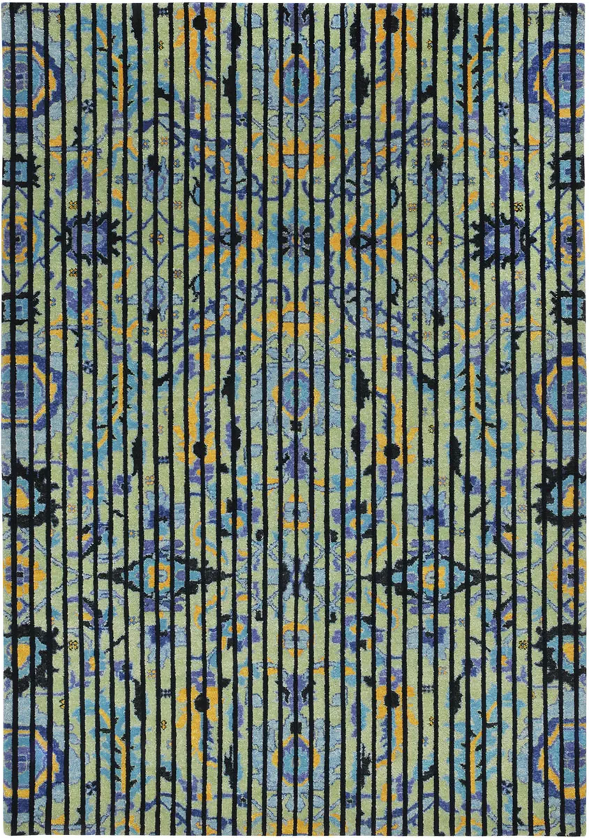 I and I Blue Abstract Cotton Rug