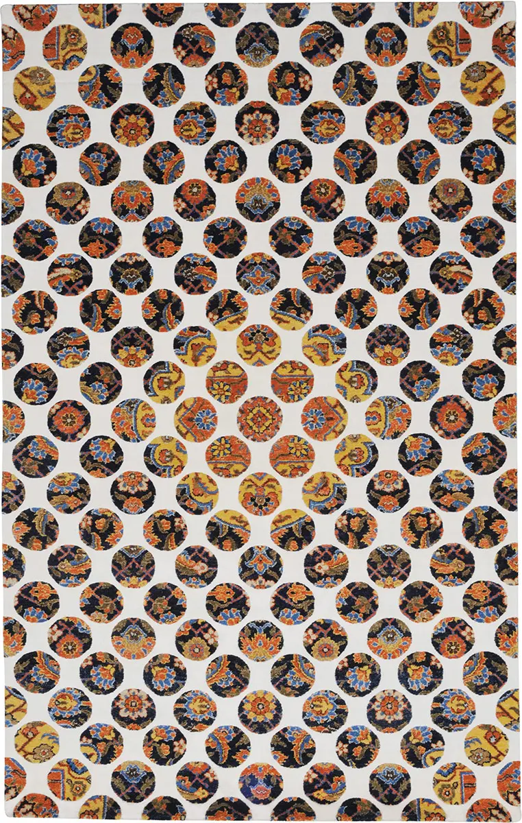 I and I White Abstract Cotton Rug 3