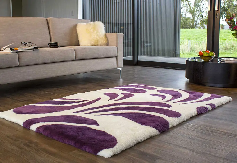 Bowron Purple Sheepskin Oddly Shaped Rug 2