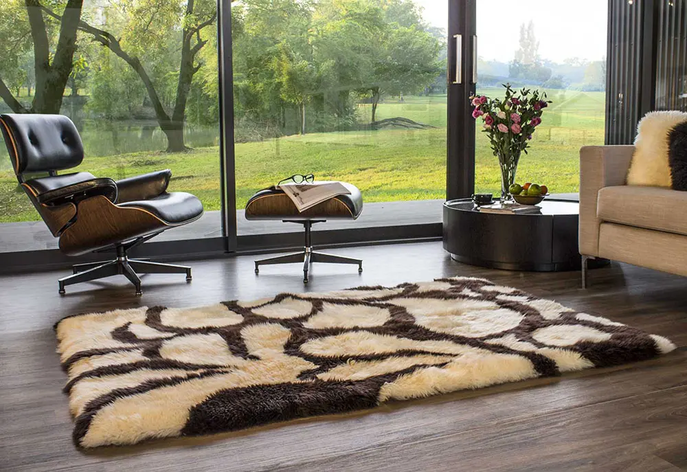 Bowron Beige Sheepskin Oddly Shaped Rug 3