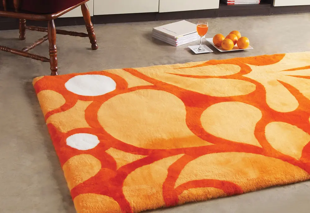 Bowron Orange Sheepskin Oddly Shaped Rug