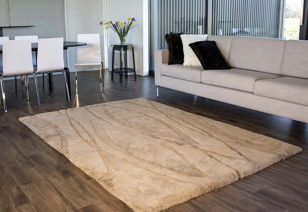 Bowron Beige Sheepskin Oddly Shaped Rug 2