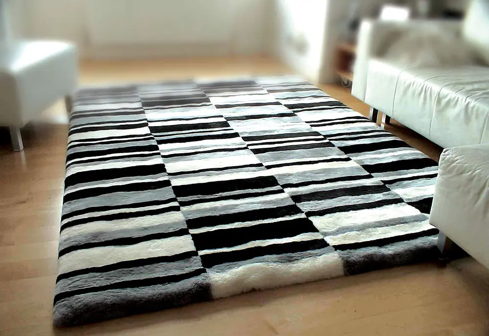 Bowron Gray Sheepskin Oddly Shaped Rug 3