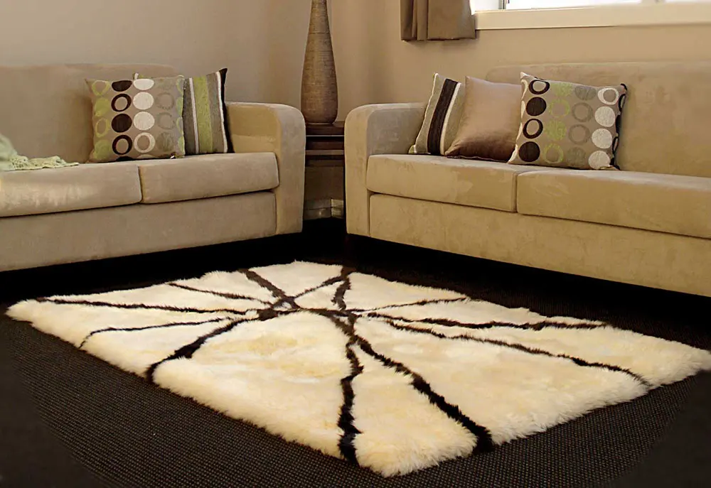 Bowron Beige Sheepskin Oddly Shaped Rug 4