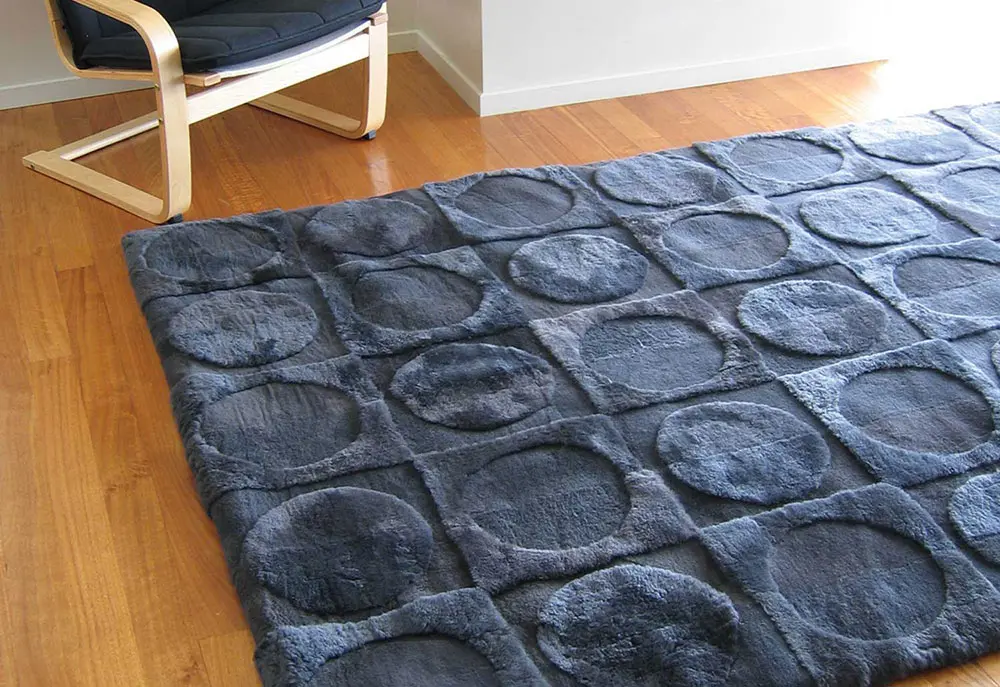 Bowron Gray Sheepskin Oddly Shaped Rug 2