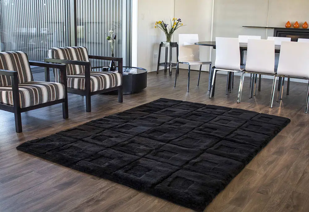 Bowron Black Sheepskin Oddly Shaped Rug 3