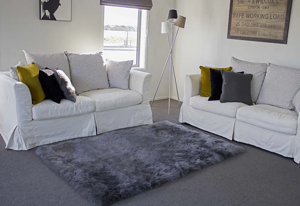 Bowron Blue Sheepskin Oddly Shaped Rug 2