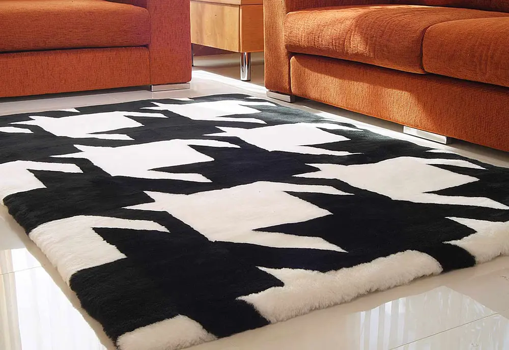 Bowron Black Sheepskin Oddly Shaped Rug 2