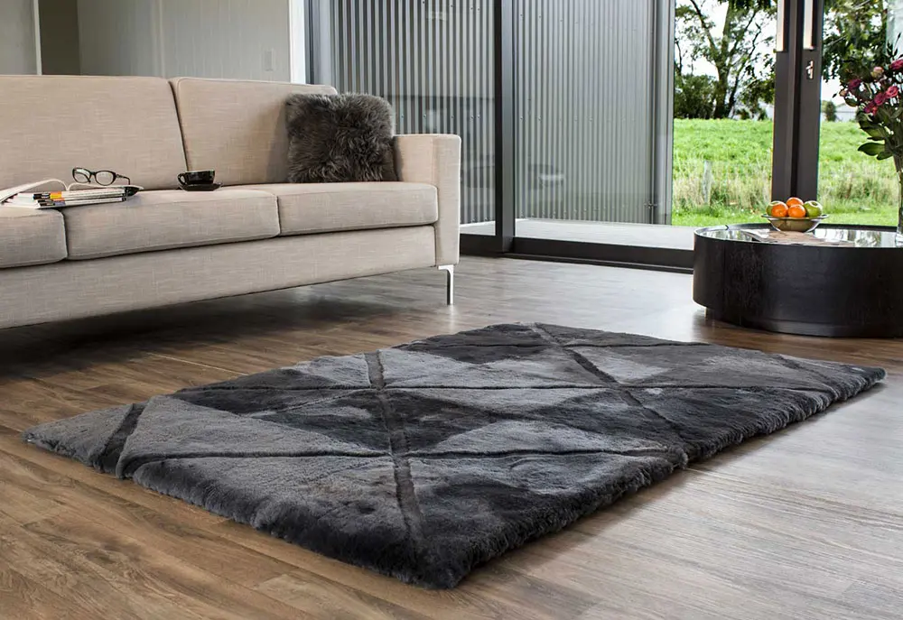 Bowron Blue Sheepskin Oddly Shaped Rug