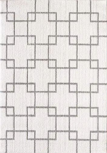 Modern Loom Silky Shag 5901 Ivory/Silver Transitional Rug