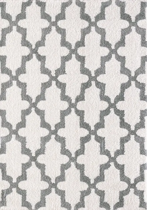 Modern Loom Silky Shag 5906 White/Silver Transitional Rug