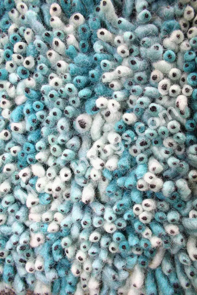 Coral Shag Teal Stripe Rug