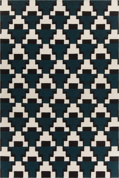 Chandra Bense AVO-34400 Dk. Blue Patterned Wool Rug