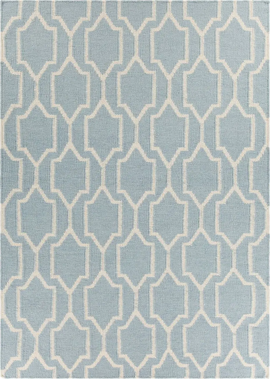 Chandra Dacio DAC-34601 Lt. Blue Flatweave Patterned Rug