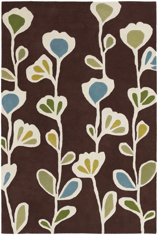 Chandra Inhabit INH-21608 Dk. Brown Floral Rug