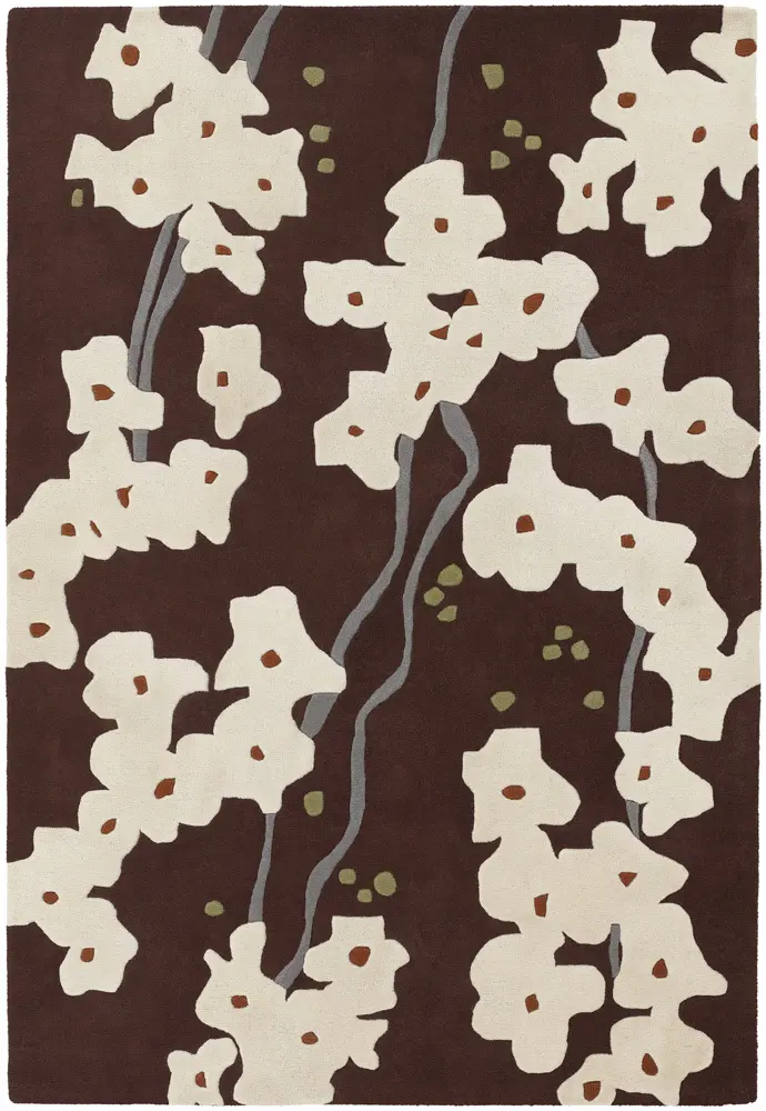Chandra Inhabit INH-21612 Dk. Brown Floral Rug
