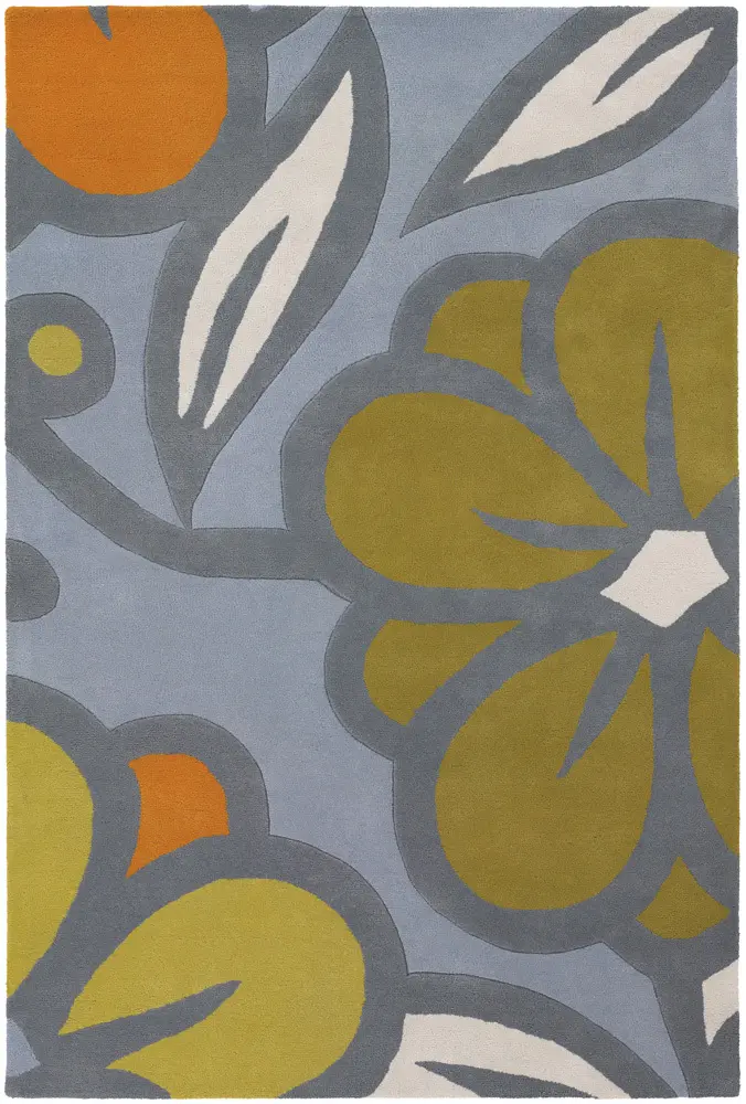 Chandra Inhabit INH-21624 Gray Abstract Floral Rug