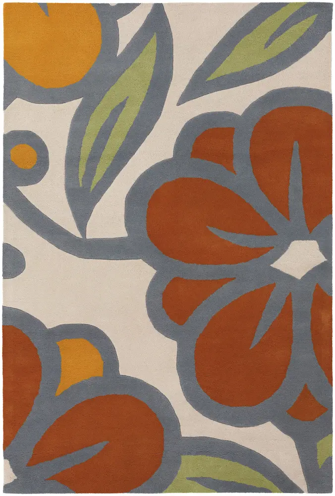 Chandra Inhabit INH-21625 Red Abstract Floral Rug