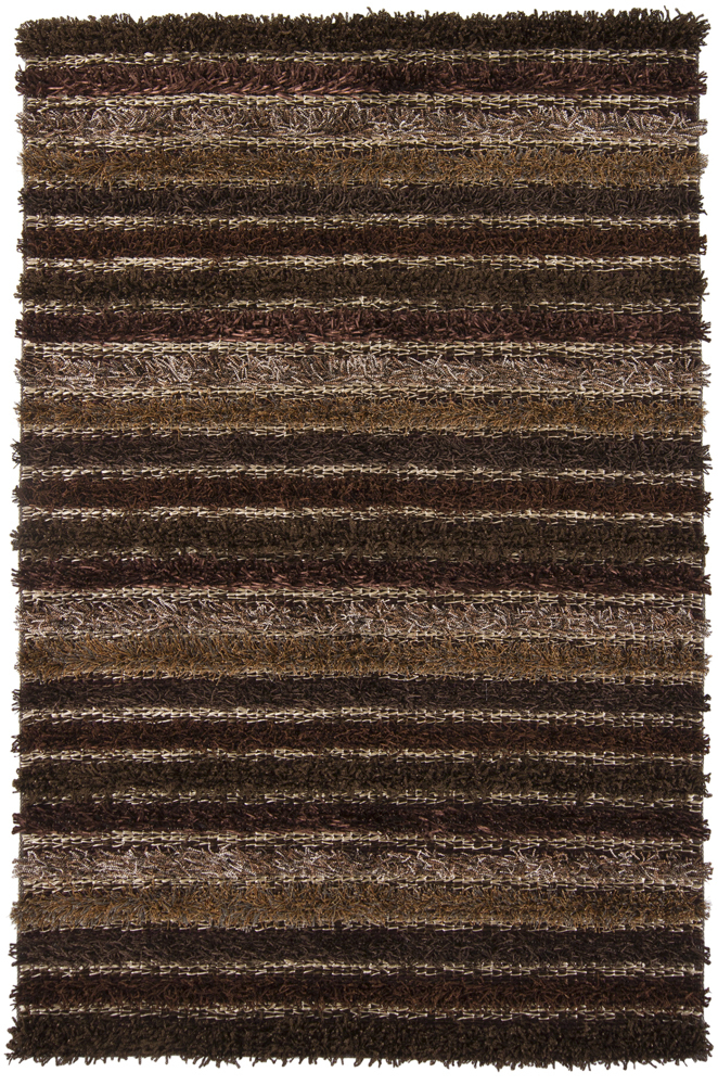Modern Loom Lavasa LAV-21402 Dk. Brown Shag Striped Rug