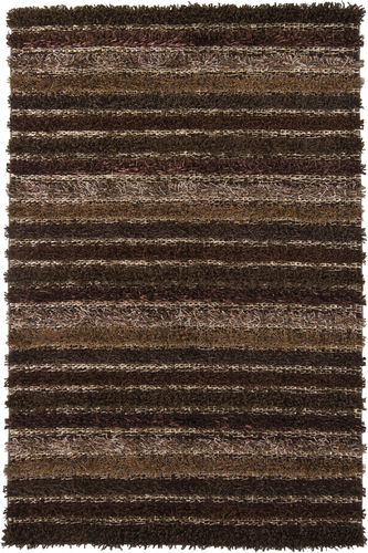 Modern Loom Lavasa LAV-21402 Dk. Brown Shag Striped Rug Product Image