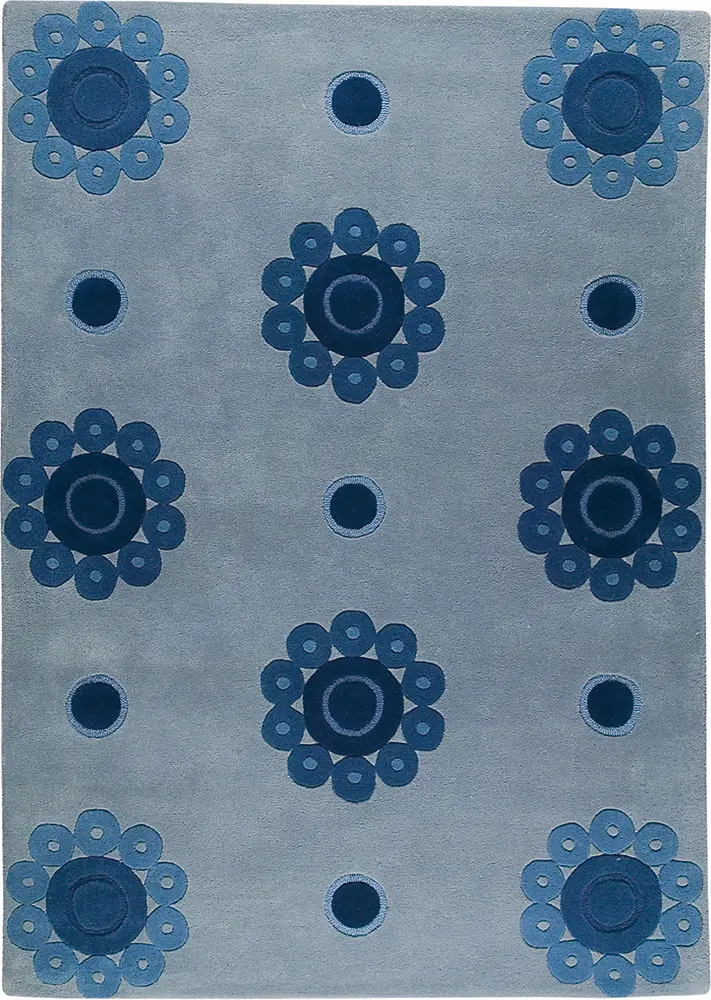 Modern Loom Blue Floral Rug
