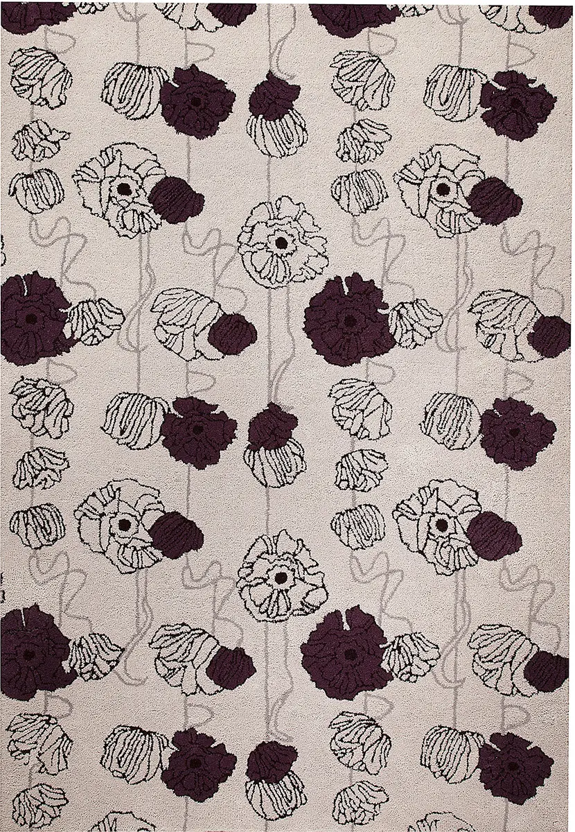 Modern Loom Orange Deco Grey Mauve Rug