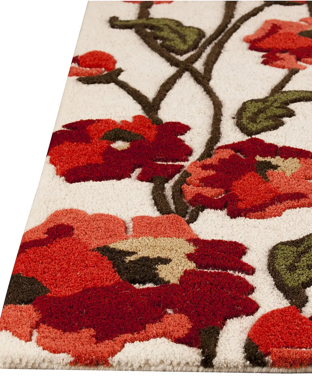 Modern Loom Orange Fiore White Red Rug