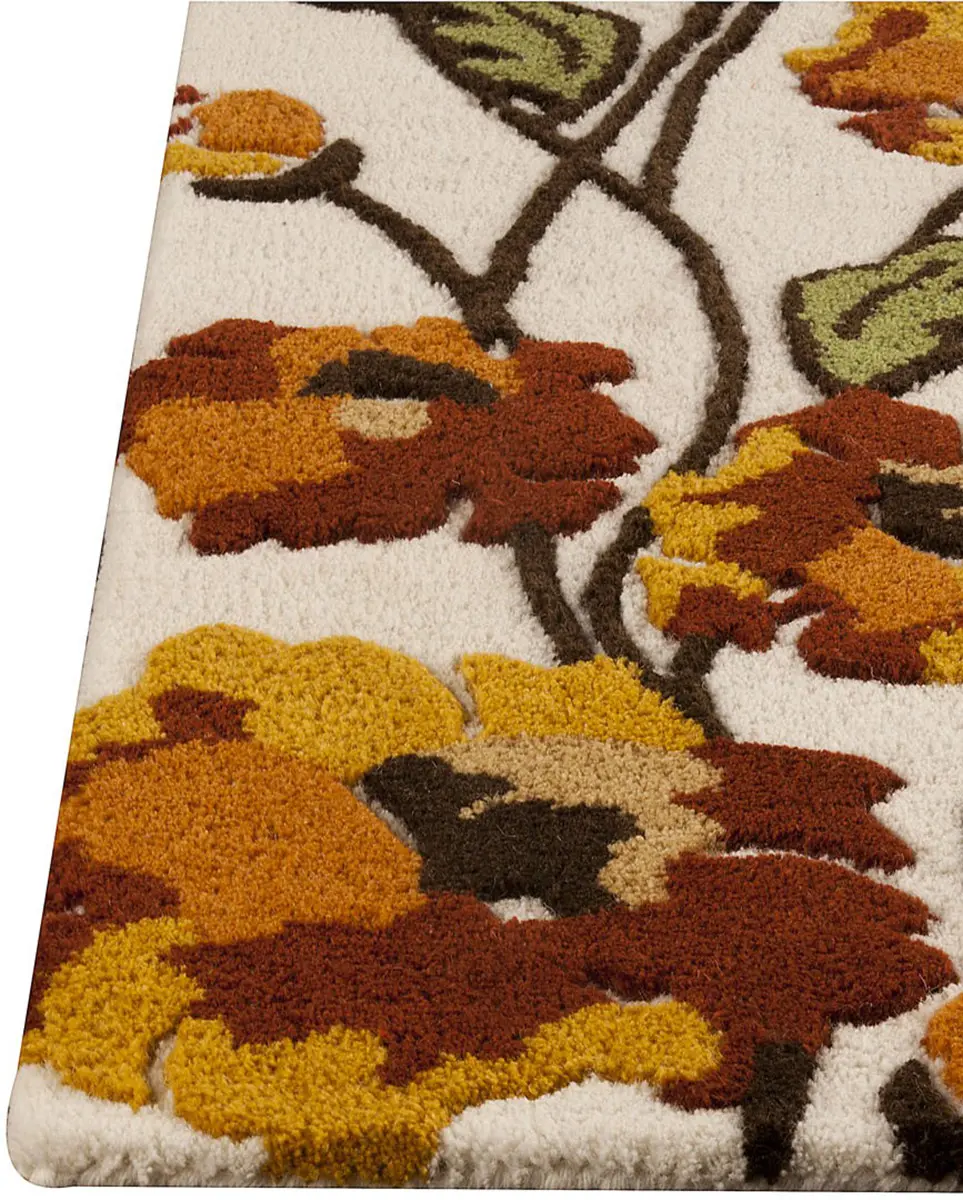 Modern Loom Orange Fiore White Rust Rug
