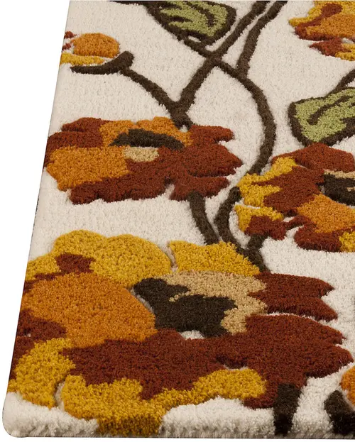 Modern Loom Orange Fiore White Rust Rug