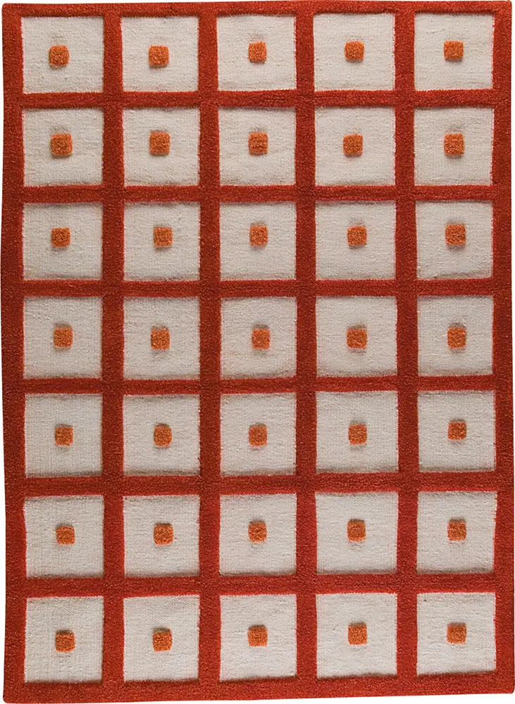 Modern Loom Orange Hilo Bordered Rug