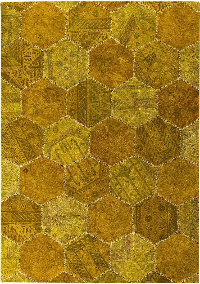 Modern Loom Vintage Honey Comb Gold Rug